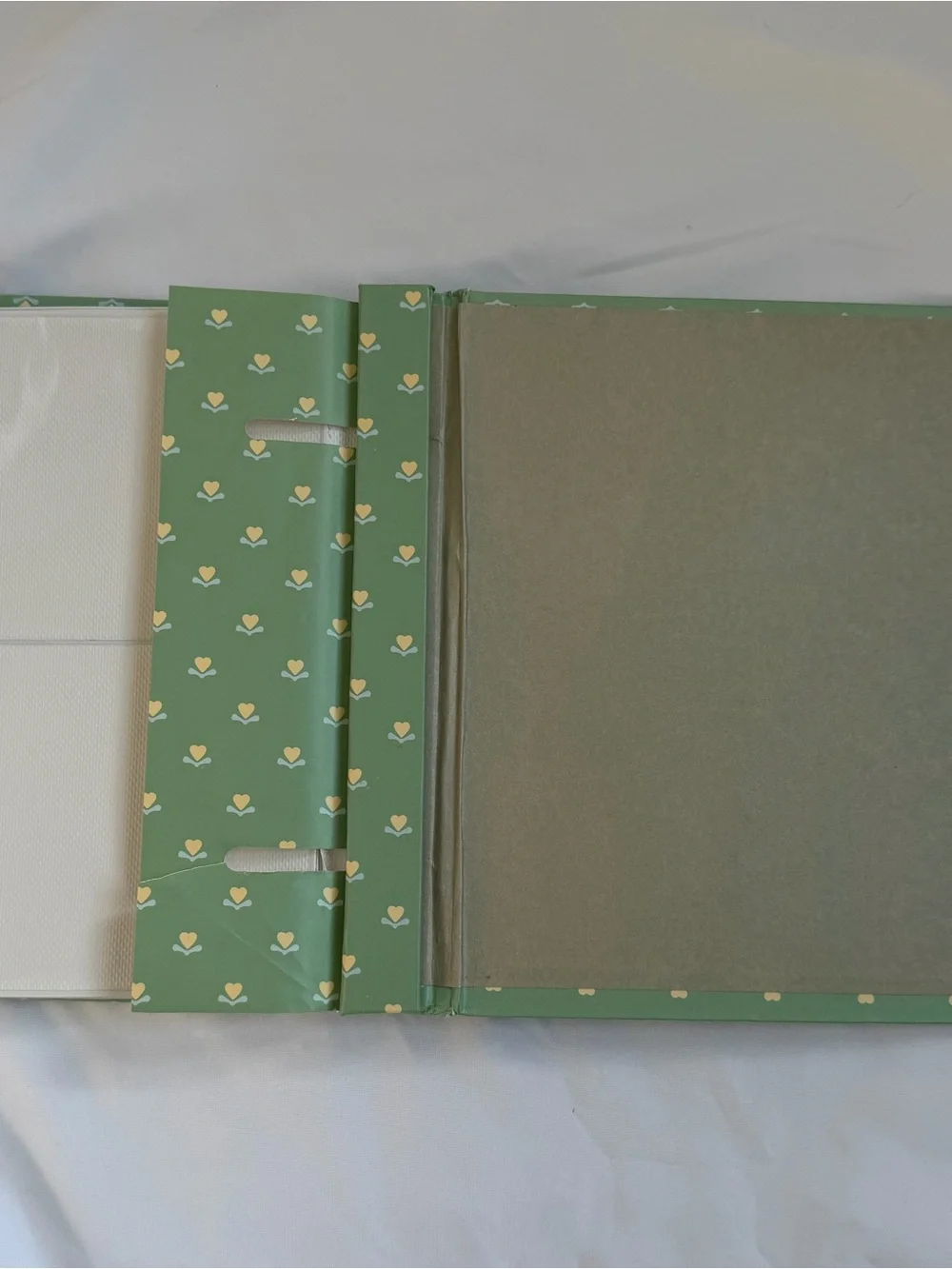 Vintage Sage Green Calico Hearts Photo Album Brag Book Lot of 2 Cottagecore READ